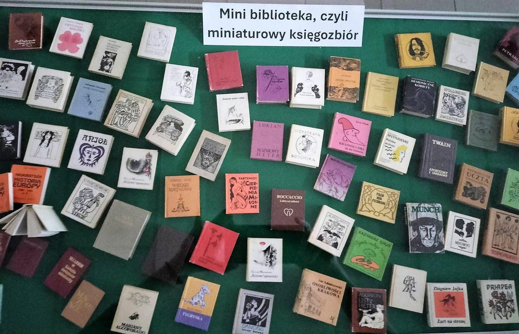 Miniaturowe książki prezentowane na wystawie &quot;Mini biblioteka, czyli miniaturowy księgozbiór&quot;