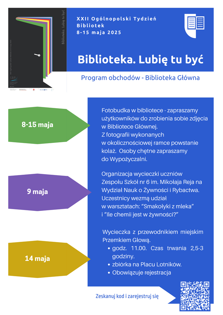 Plakat obchodów Tygodnia Bibliotek w Bibliotece Głównej