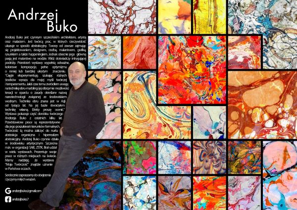 Strona ulotki z informacjami na temat twórczości Andrzeja Buko
