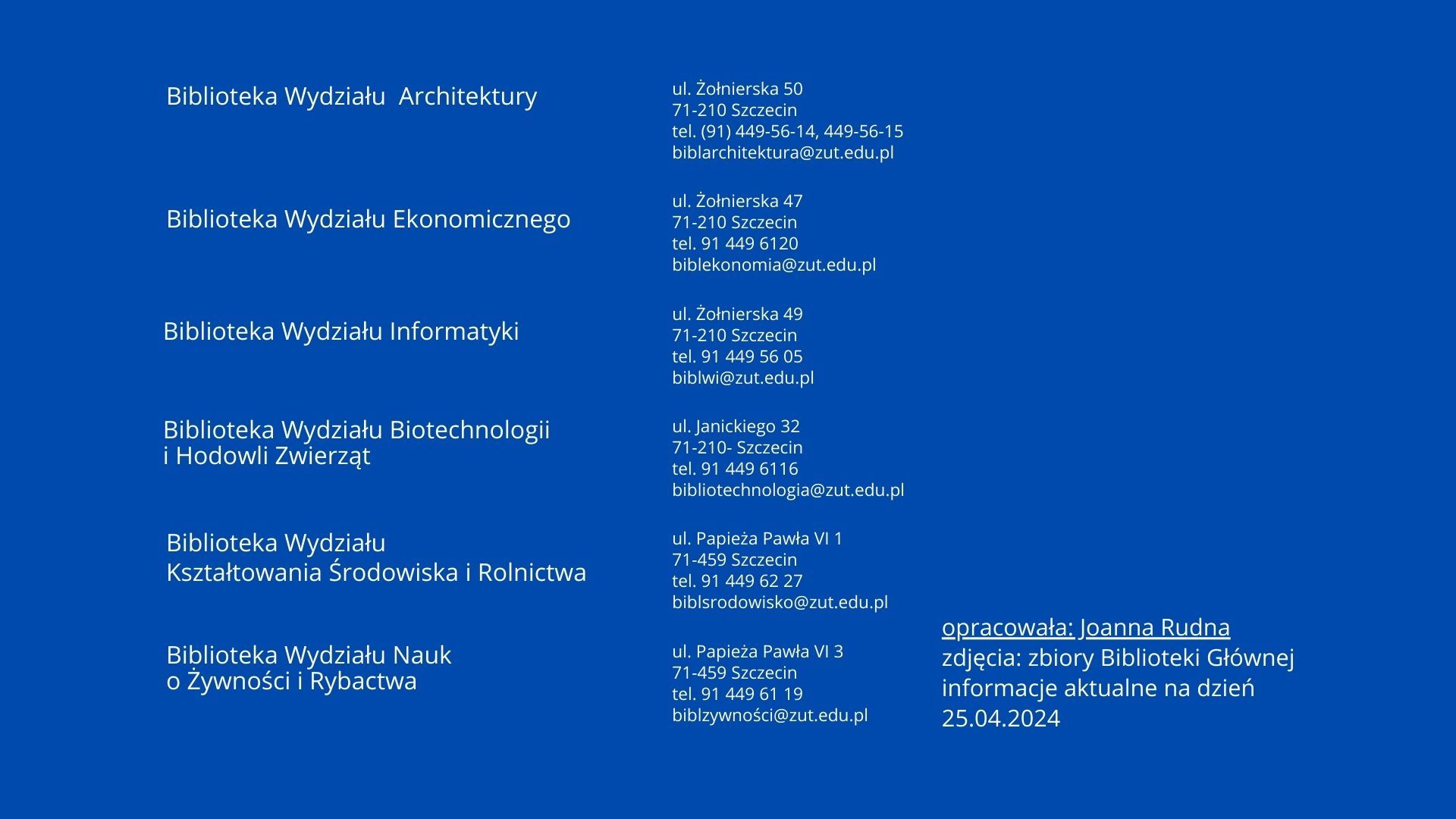 Dane adresowe bibliotek cd.