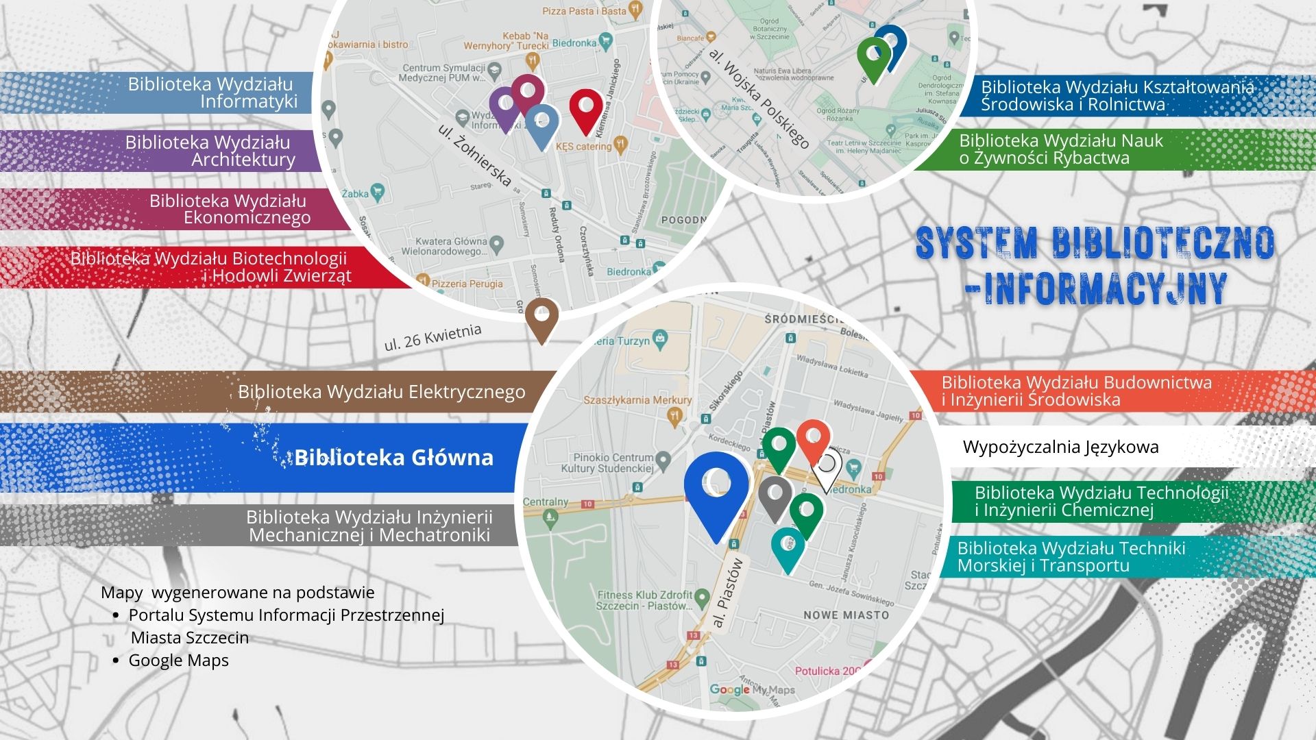 sieć biblioteczno-informacyjna na planie miasta
