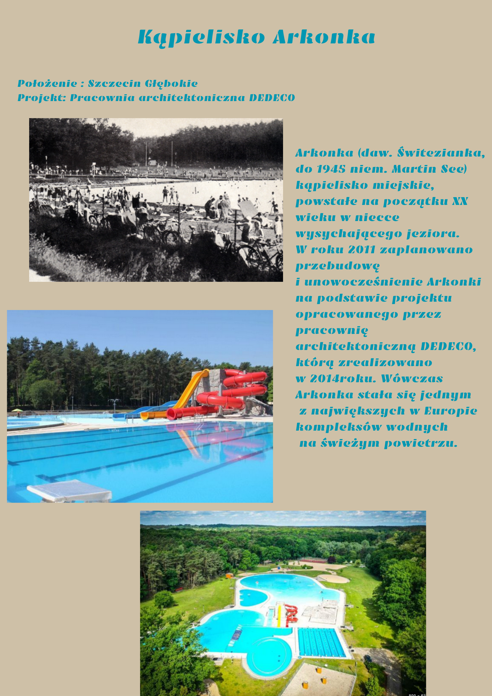 Plakat przedstawiający kąpielisko Arkonka